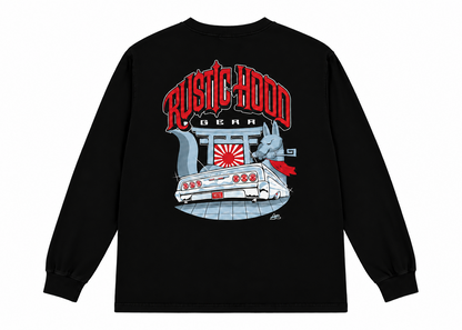 A BOMB THE ARTIST × RUSTIC HOOD GEAR “PHX to TKC” Long sleeve Tee